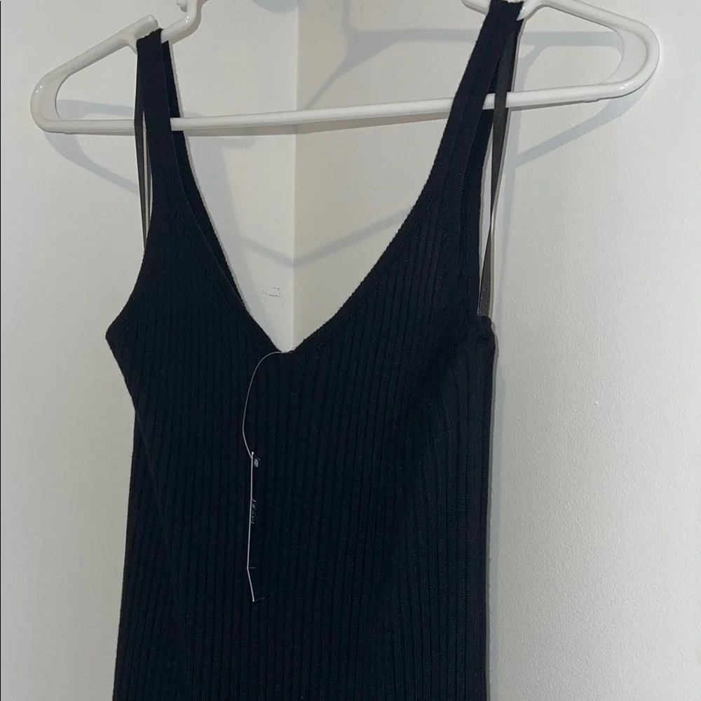 Nwt Abercrombie & Fitch Black Ribbed V-Neck Maxi Slip Dress